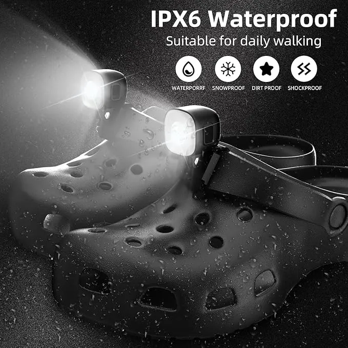 2 Original Rechargeable Headlights for Croc Charms, Rechargeable Flashlight for Croc Kids Girl Boy Women Men Sandal, Christmas Lights, Clip on Clog Headlamp Shoe Decoration for Crocs