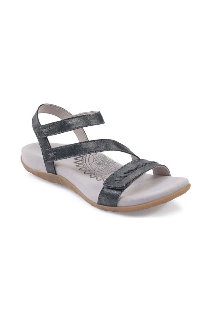 Aetrex Gabby Adjustable Quarter Strap Sandal in Pewter