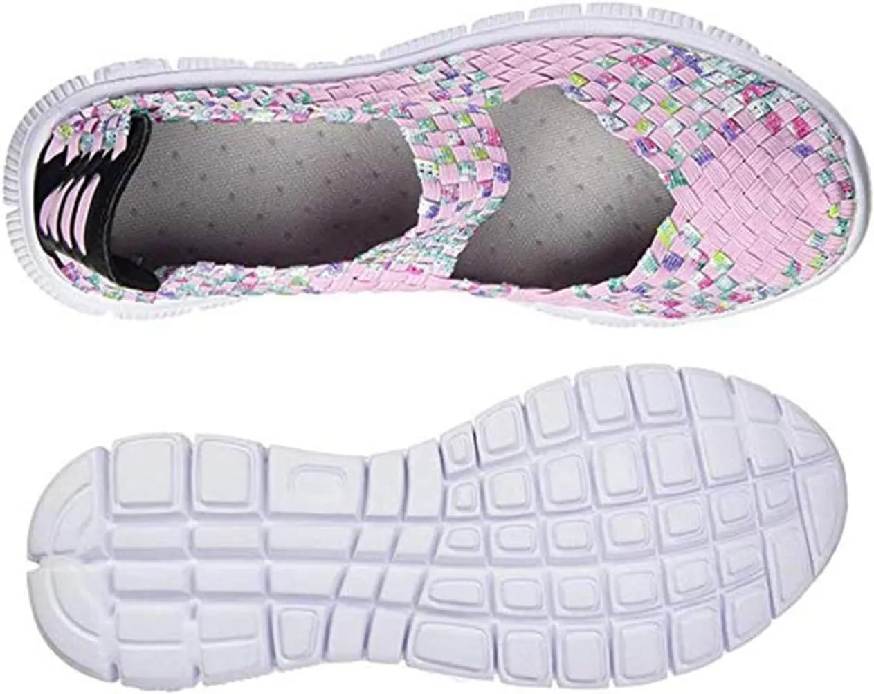 AngryMonkey Women's Elastic Woven Walking Shoes Mary Jane Flats Slip on Sneakers
