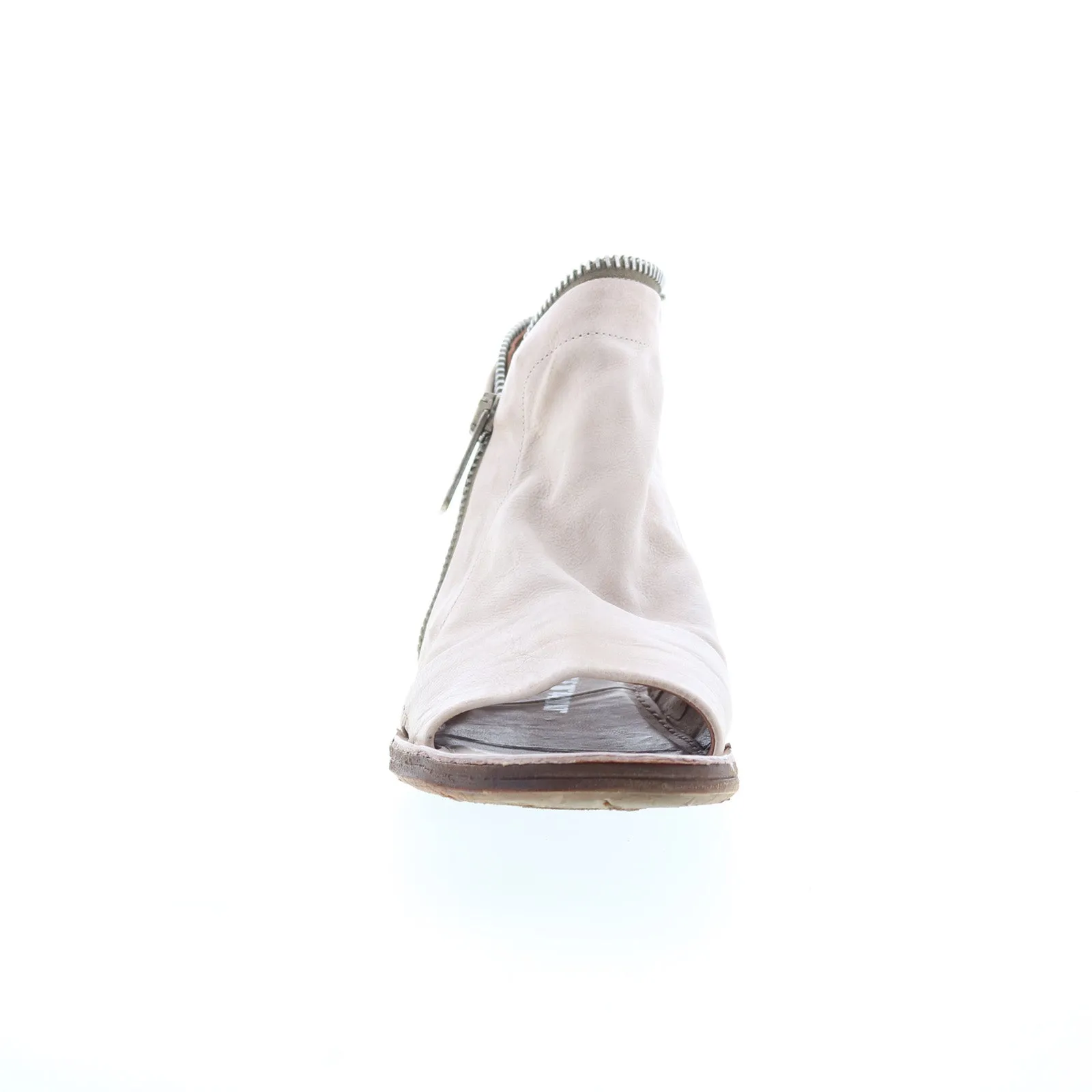 A.S. 98 Ritchie Womens Gray Leather Zipper Mule Flats Shoes