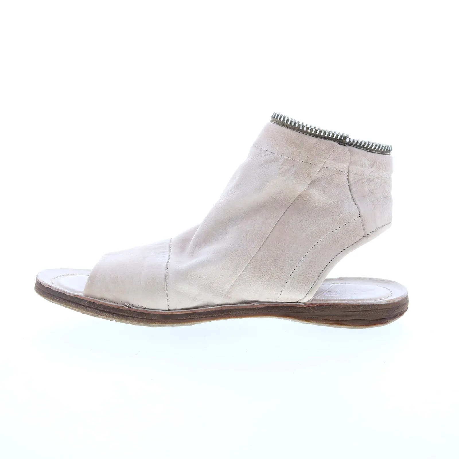 A.S. 98 Ritchie Womens Gray Leather Zipper Mule Flats Shoes