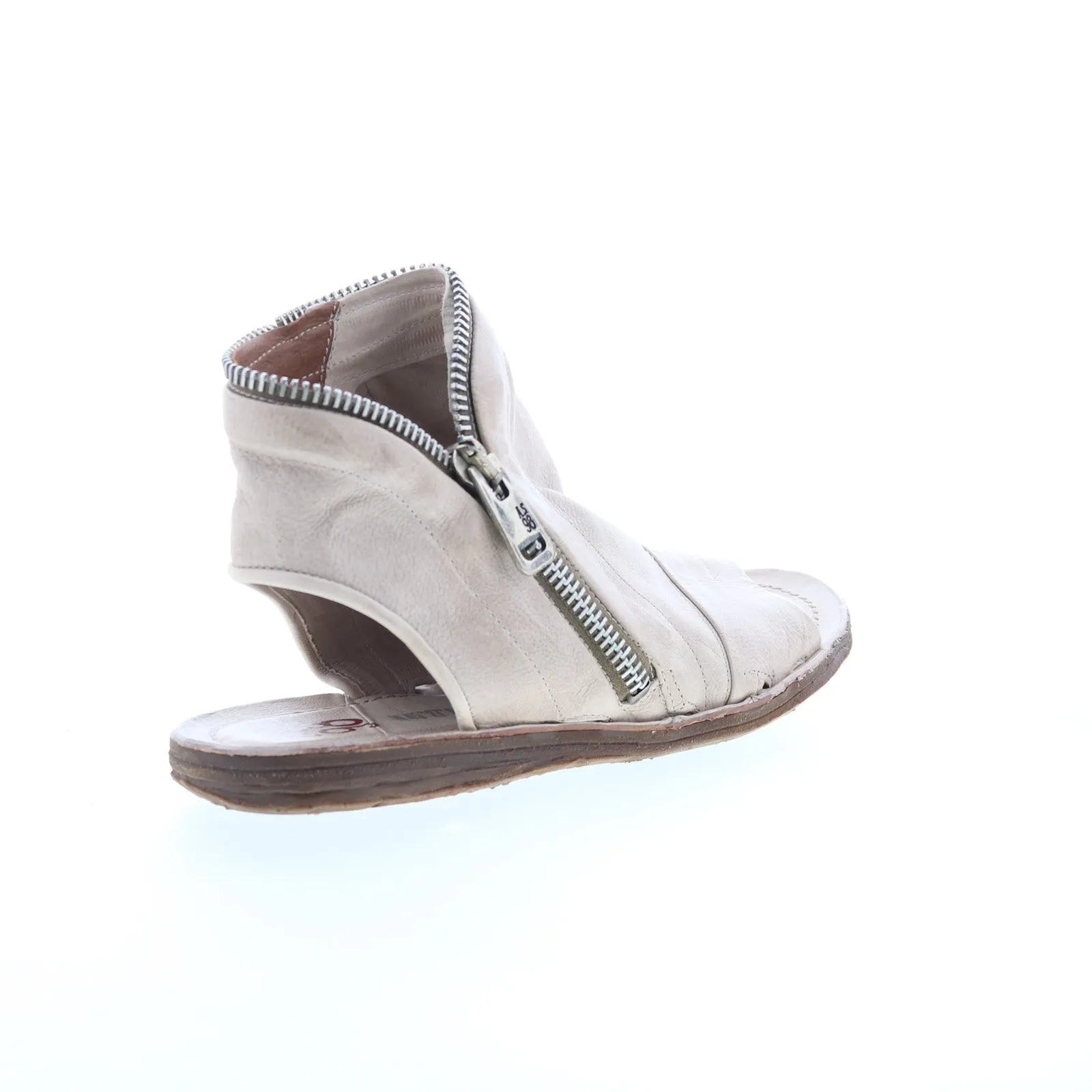 A.S. 98 Ritchie Womens Gray Leather Zipper Mule Flats Shoes