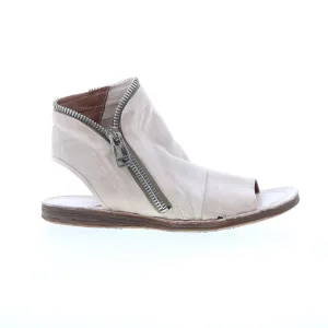 A.S. 98 Ritchie Womens Gray Leather Zipper Mule Flats Shoes