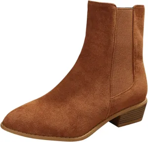 Black Booties for Women Ankle Wide Width Booties Womens Leather Boots Ankle Heeled Bootie for Women Dressy Fashion Casual Comfy Soft Slip on Pointed Toe Chunky Stacked Heel