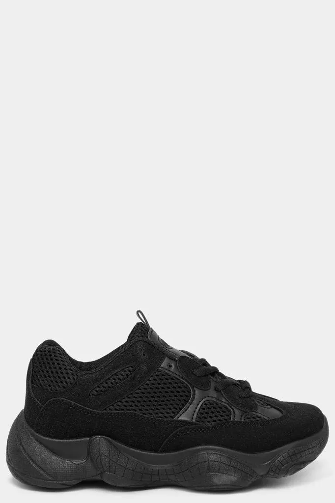 BLACK MESH NEOPRENE CHUNKY TRAINERS