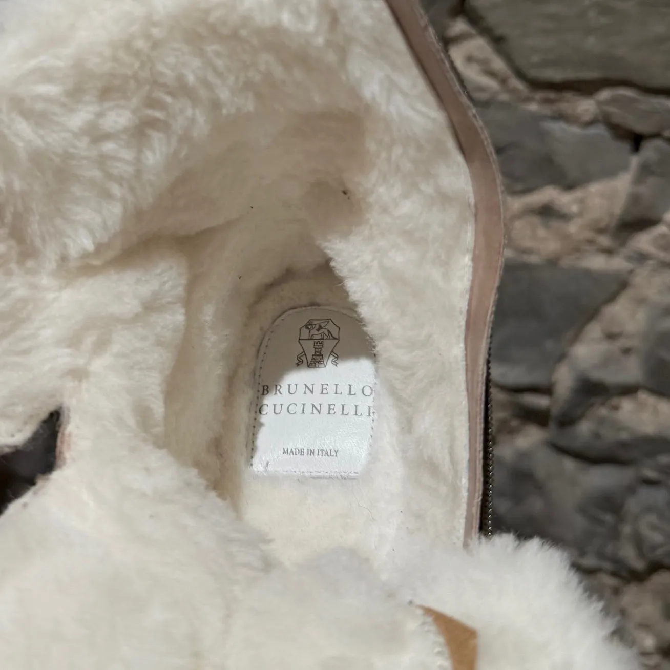 Brunello Cucinelli Kid's Shearling Lined grey Boots