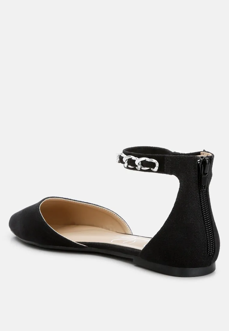 Buqisi Chain Embellished Flat Sandals by London Rag