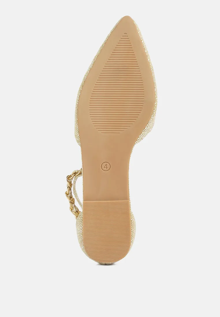 Buqisi Chain Embellished Flat Sandals by London Rag