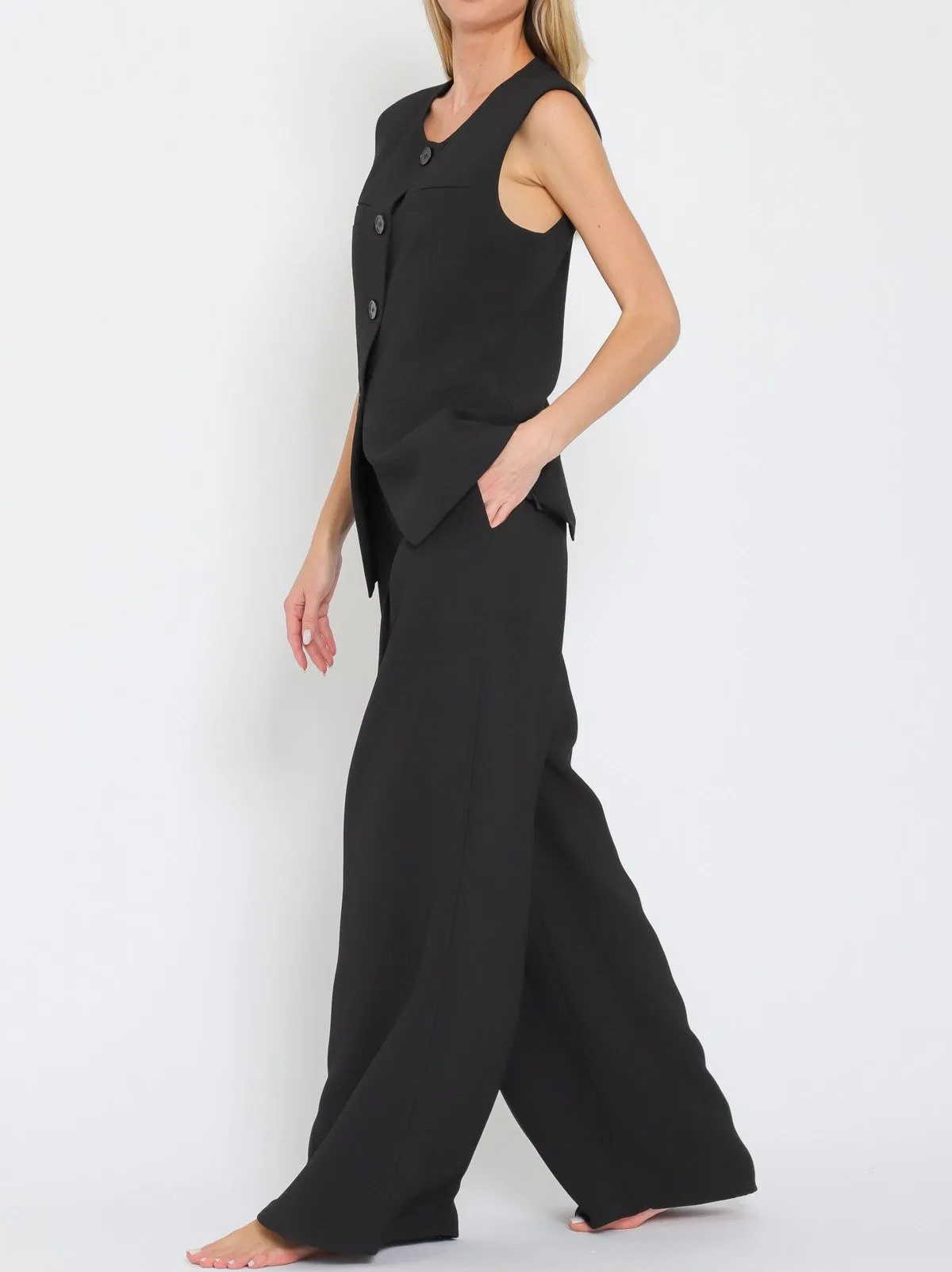 Business Chic Sleeveless Button Front Top (Assorted Colors)