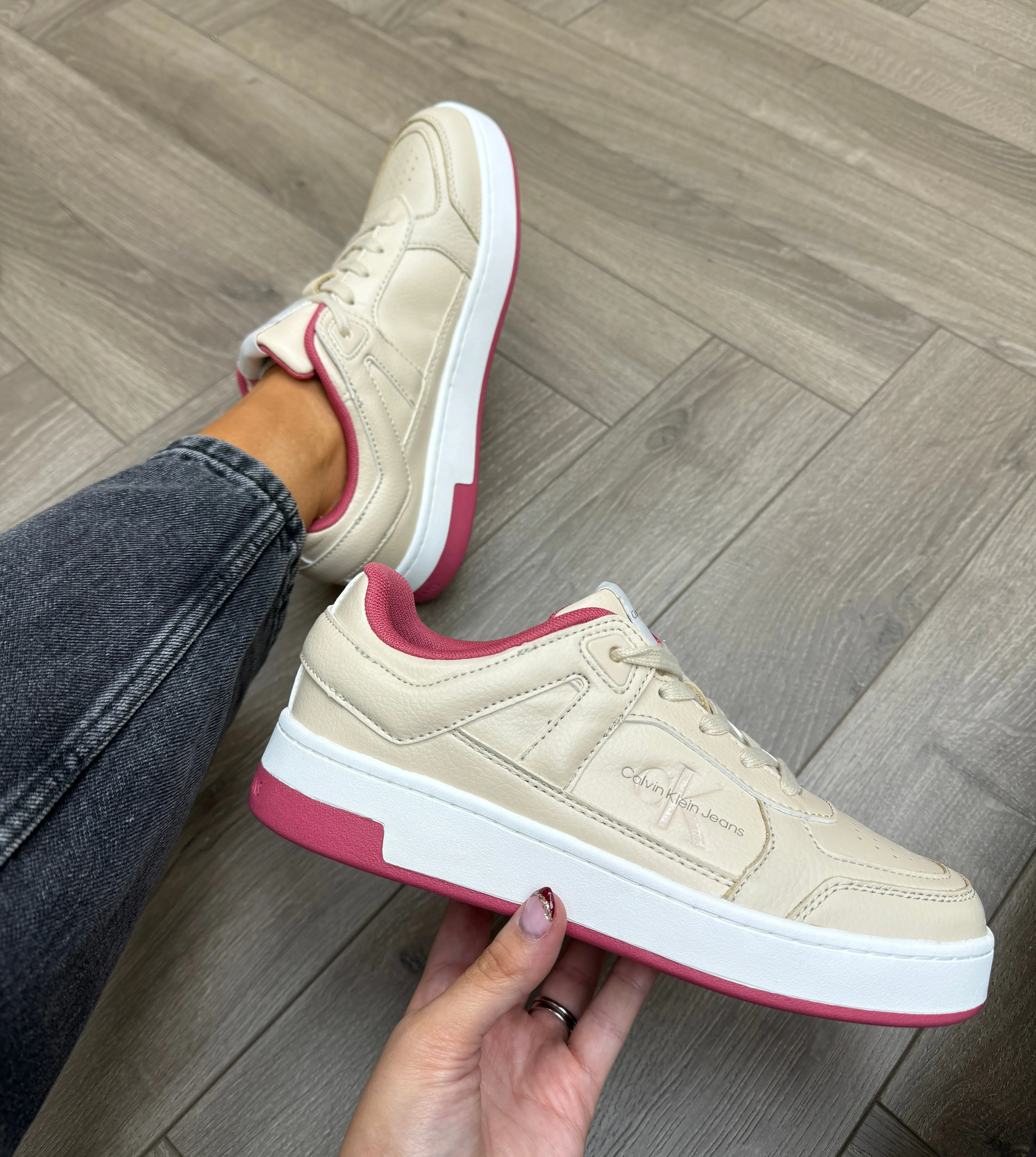 Calvin Klein (SS25) Basket Cupsole Low Mix YW0YW01650 - Tapioca/Slate Rose (CK5)