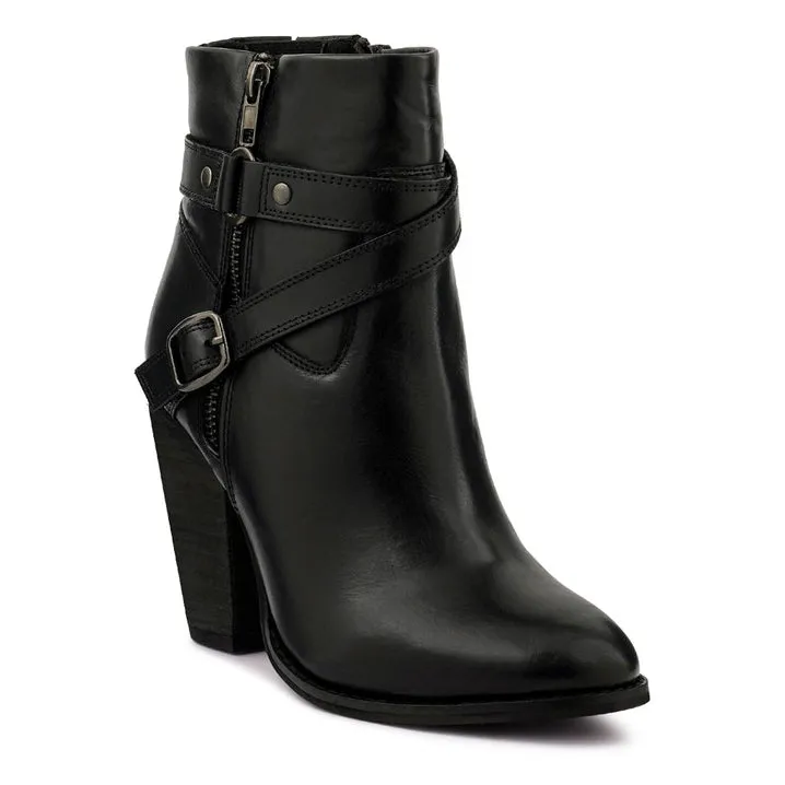 CAT-TRACK Leather Heeled Ankle Boots