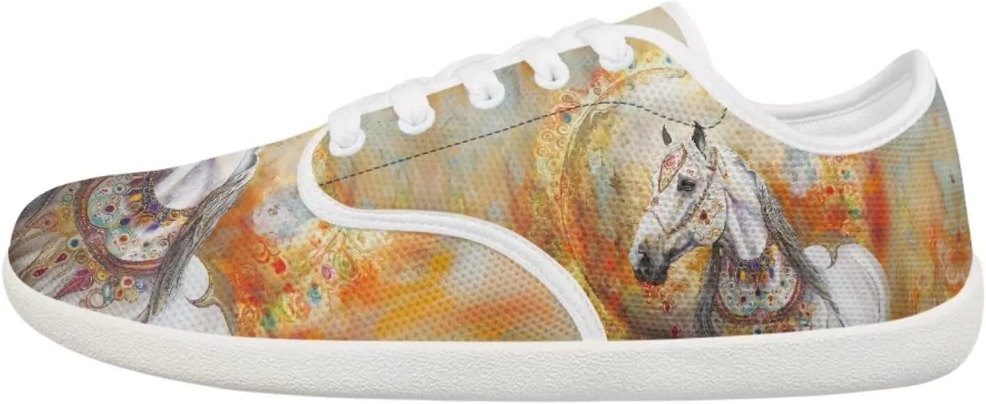 chaqlin Horse Sneaker Classic Lace-Up Low Top Tennis Shoes Wide Flat Running Walking Sneaker Non Slip Barefoot Shoe