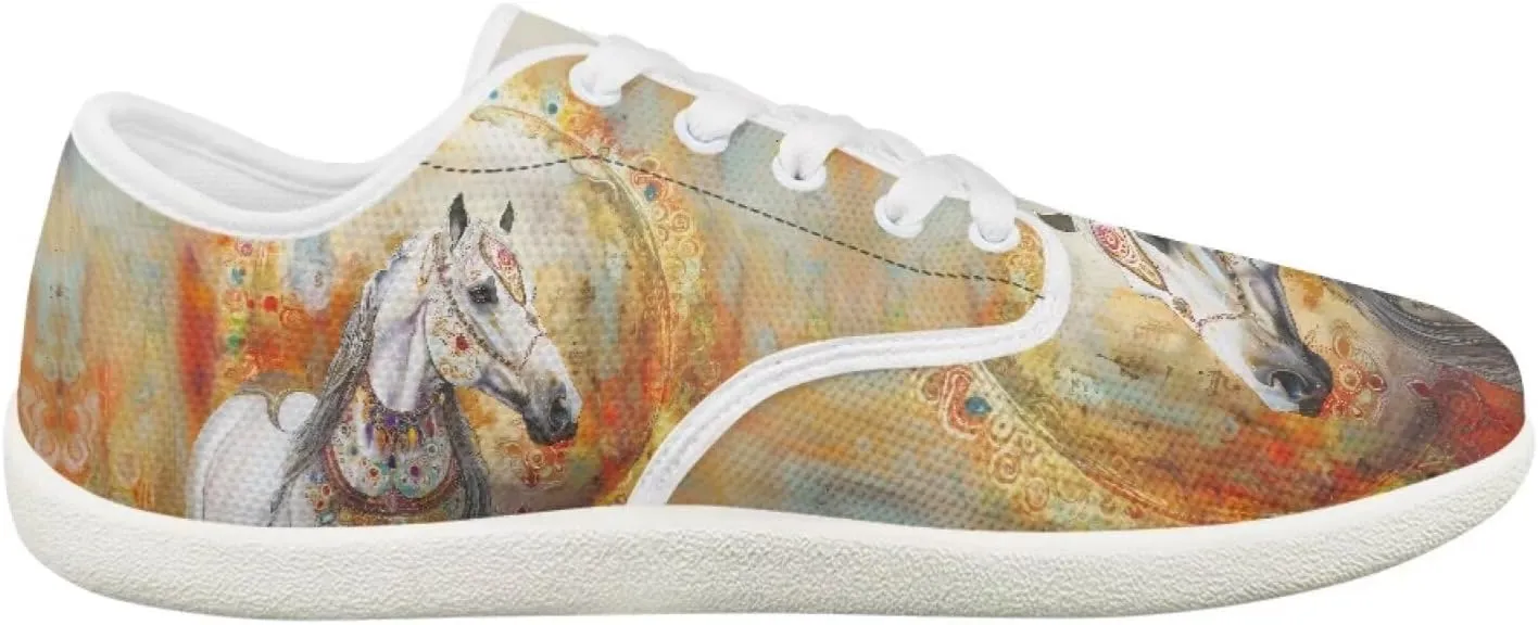 chaqlin Horse Sneaker Classic Lace-Up Low Top Tennis Shoes Wide Flat Running Walking Sneaker Non Slip Barefoot Shoe