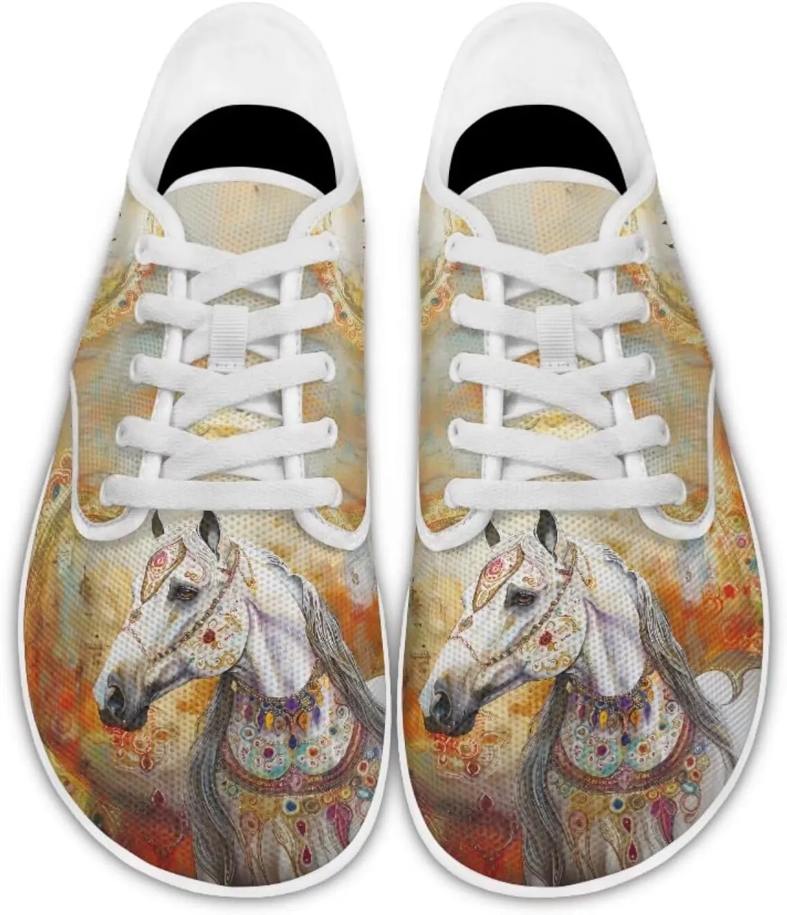 chaqlin Horse Sneaker Classic Lace-Up Low Top Tennis Shoes Wide Flat Running Walking Sneaker Non Slip Barefoot Shoe