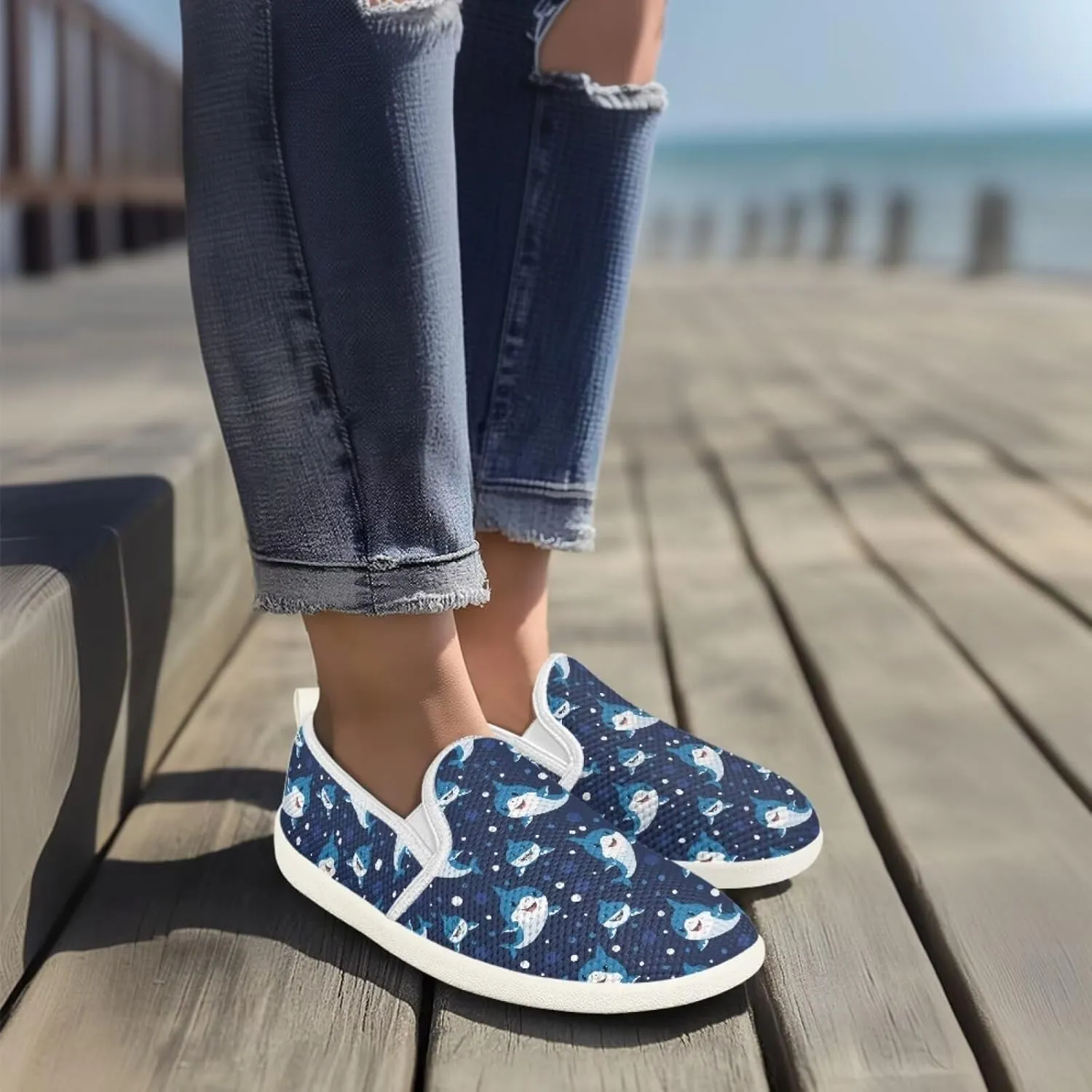 chaqlin Slip On Loafers for Men Women Wide Soft Toe Tennis Shoes Animal Print Fashion Hands Free Work Flat Clipper Mesh Athletic Sneaker