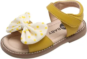 Children Kid Girl Dot Bowknot Princess Beach Shoes Soft-Soled Non-Slip Sandals Summer Flat Dress Sandals for 2-9Years