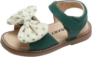Children Kid Girl Dot Bowknot Princess Beach Shoes Soft-Soled Non-Slip Sandals Summer Flat Dress Sandals for 2-9Years
