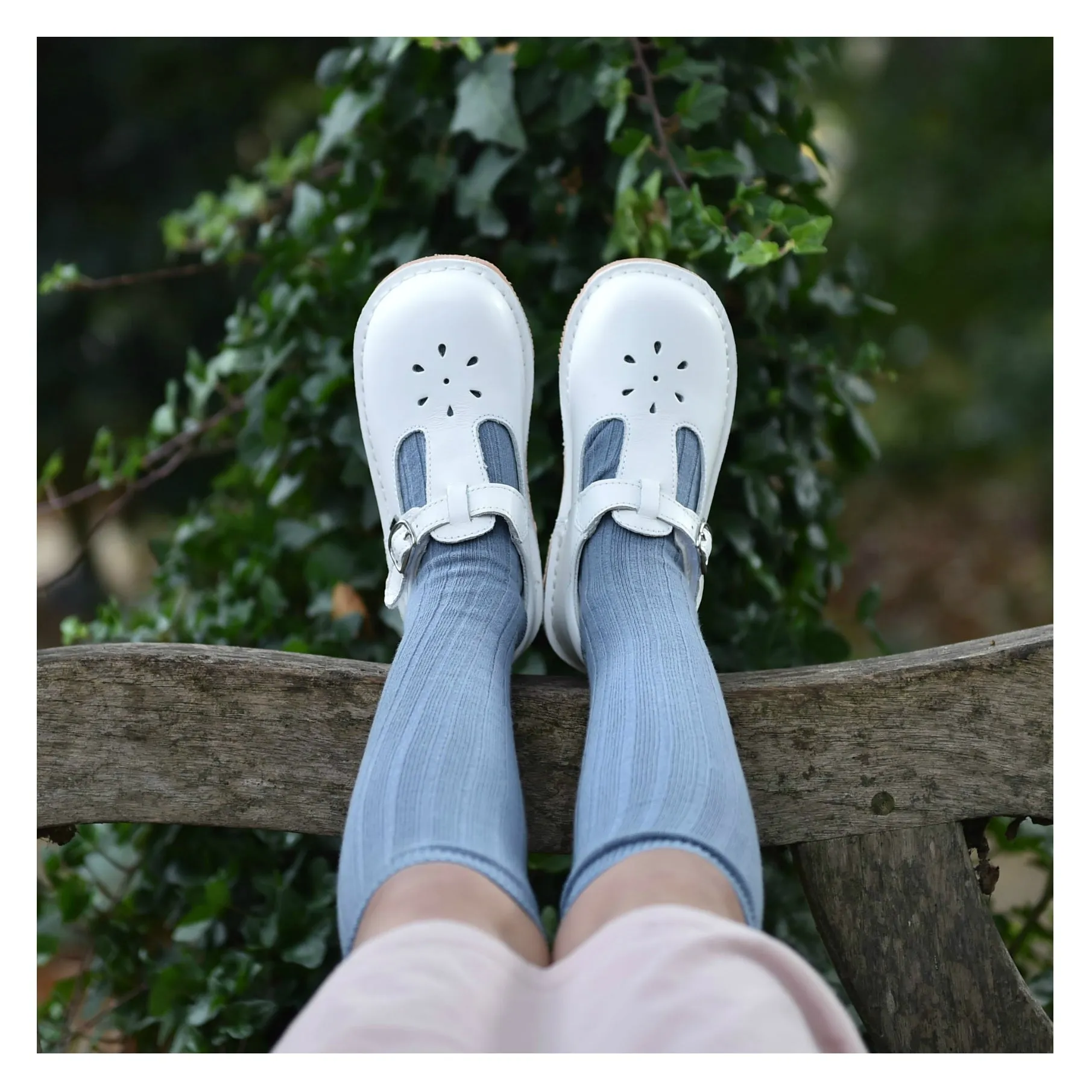 Classic Leather T-Strap Mary Jane - White