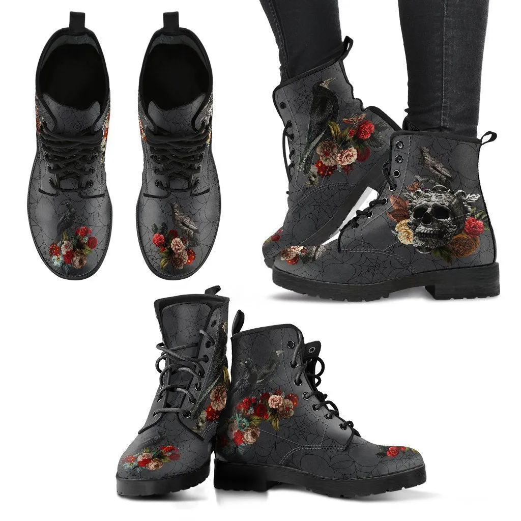 Combat Boots - Goth Shoes #31 Spiderweb Boots | Goth Boots, Gothic Boots, Custom Shoes, Vegan Leather