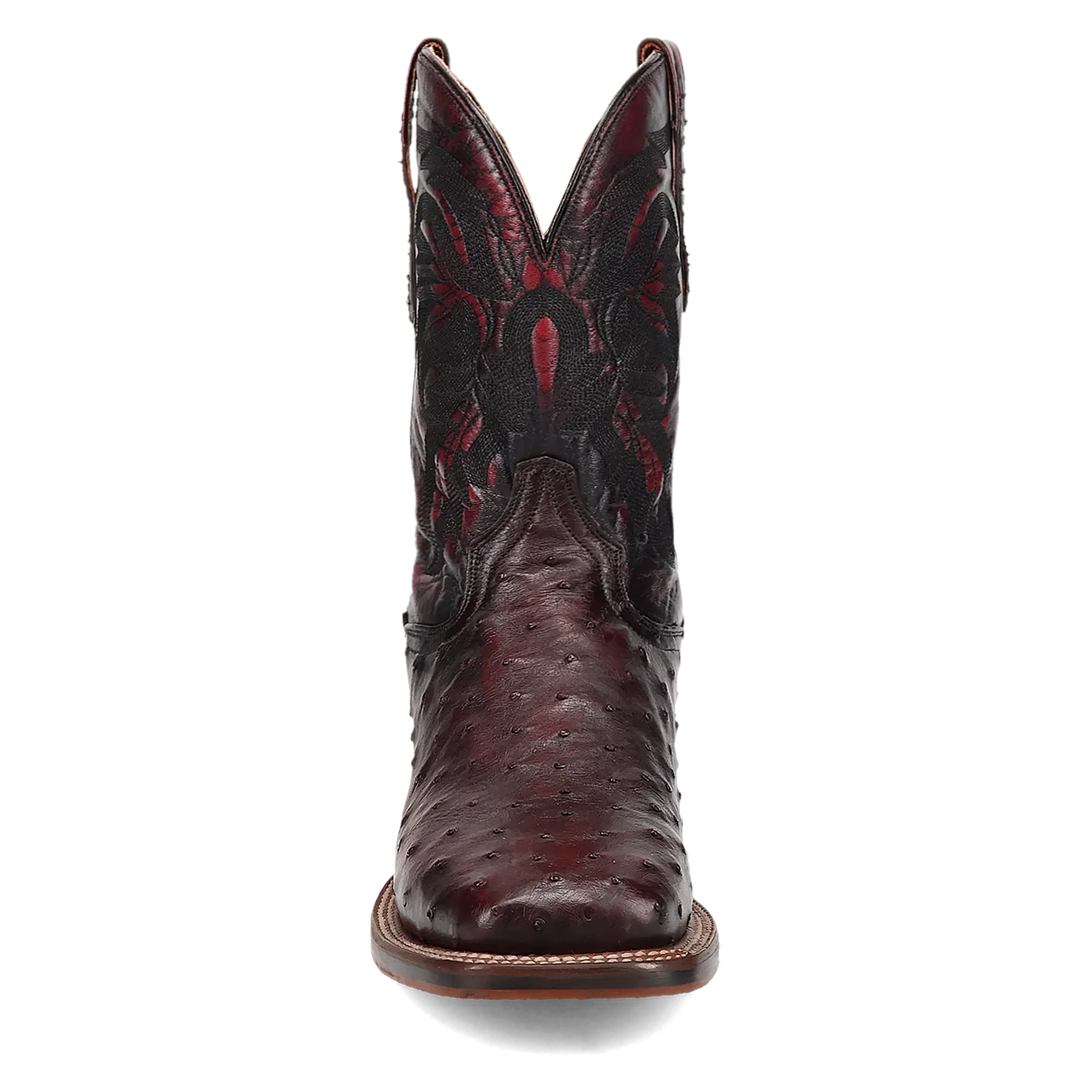 Dan Post DP5012 Men's 11" Alamosa Black Cherry Full Quill Ostrich Wide Square Toe