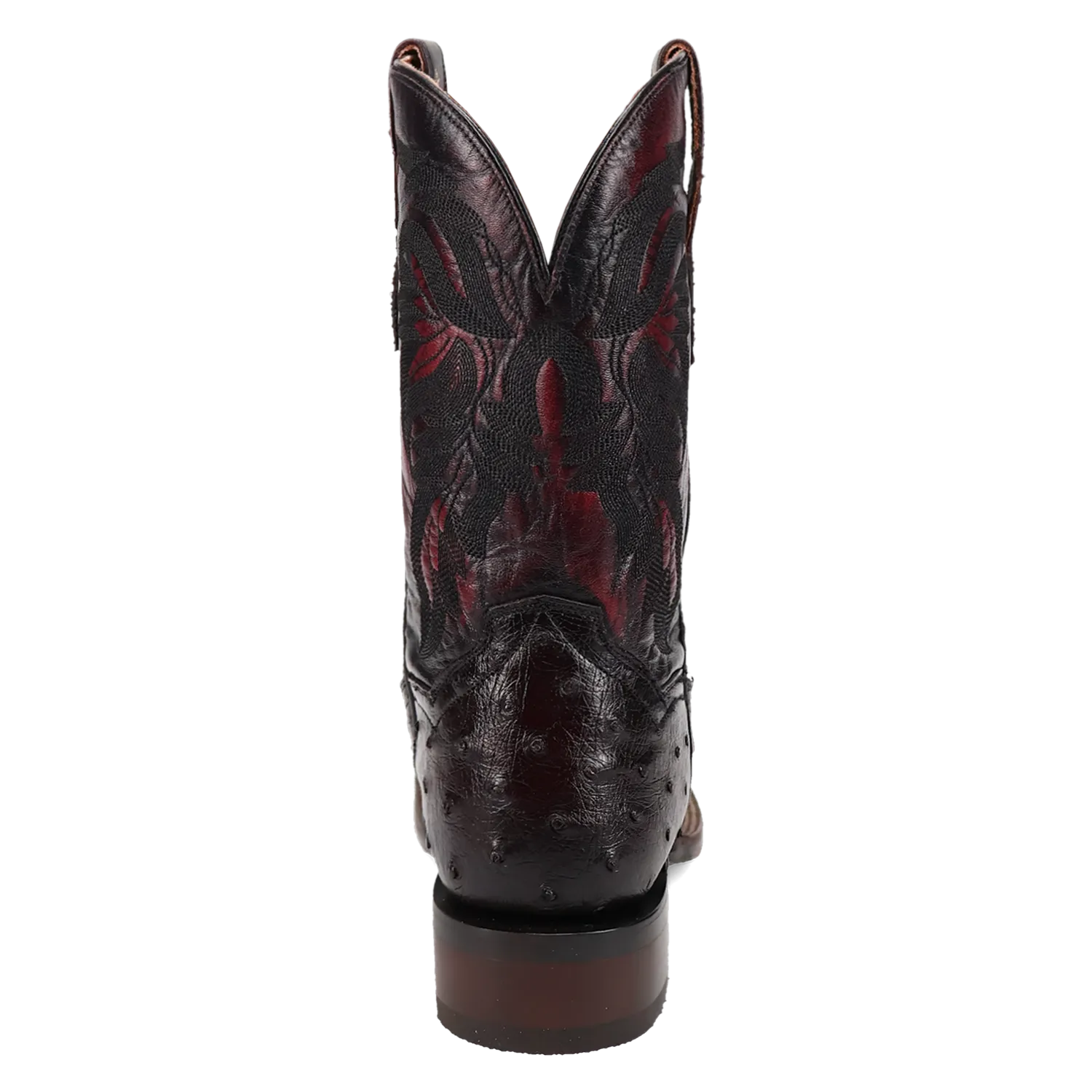 Dan Post DP5012 Men's 11" Alamosa Black Cherry Full Quill Ostrich Wide Square Toe