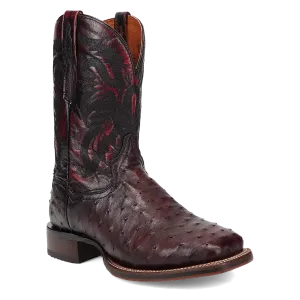 Dan Post DP5012 Men's 11" Alamosa Black Cherry Full Quill Ostrich Wide Square Toe