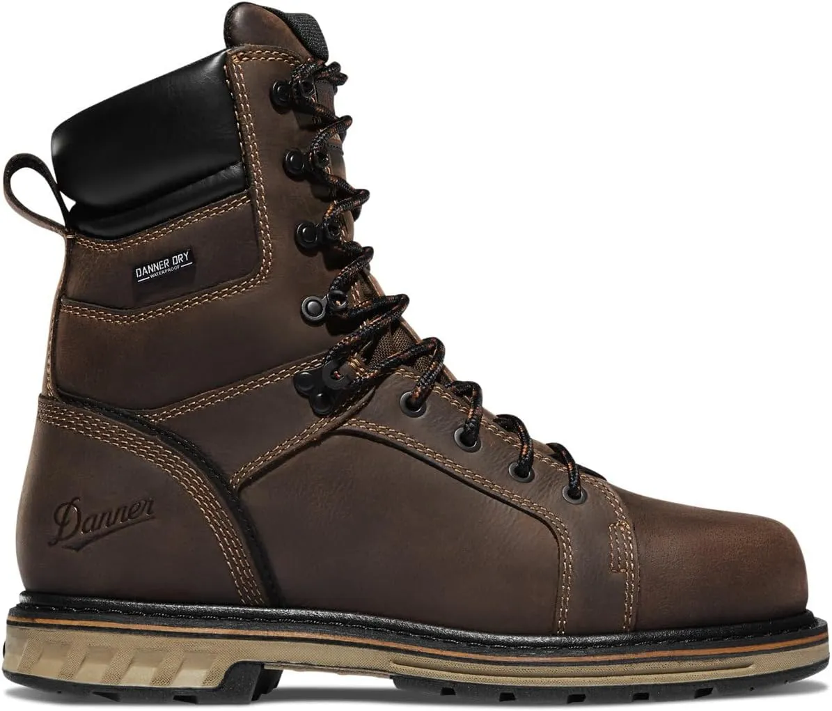 Danner 8 Steel Yard Steel Toe Work Boots for Men - Waterproof Full-Grain Leather with Dual-Density Footbed, Slip-Resistant Outsole, and EH Resistance