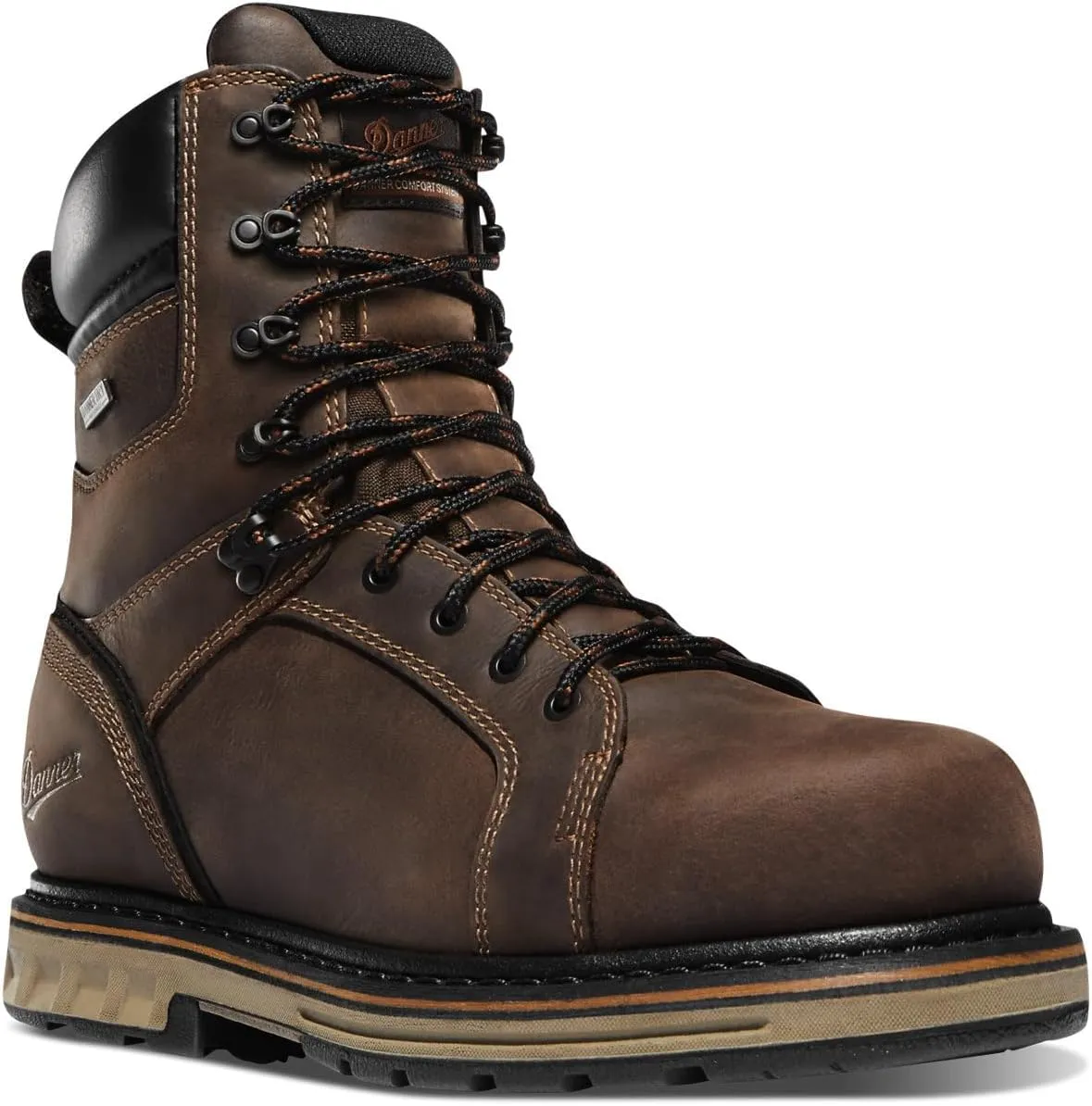 Danner 8 Steel Yard Steel Toe Work Boots for Men - Waterproof Full-Grain Leather with Dual-Density Footbed, Slip-Resistant Outsole, and EH Resistance