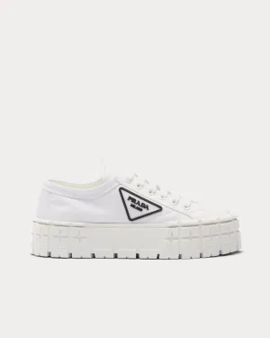 Double Wheel Nylon Gabardine White Low Top Sneakers
