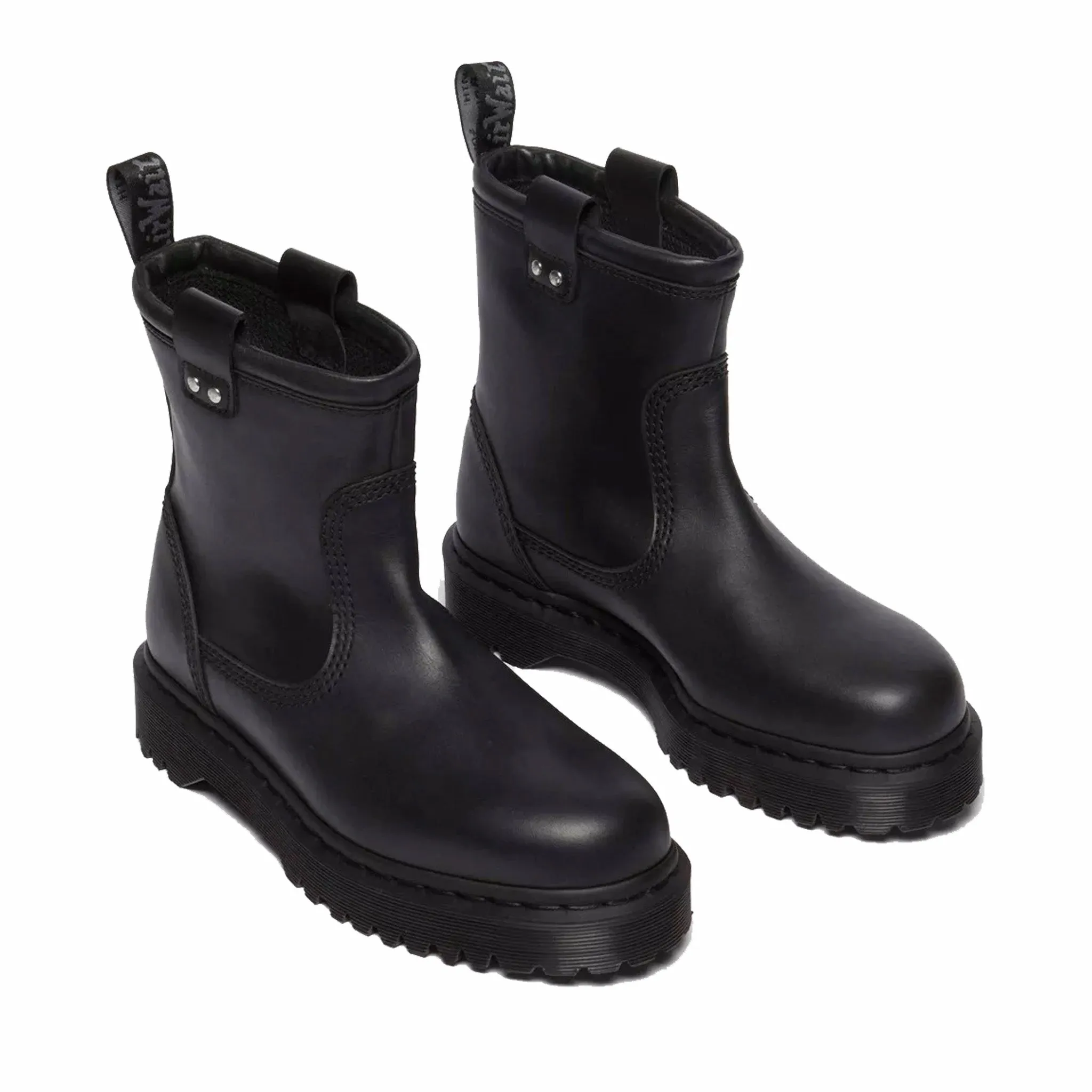Dr. Martens Men's Anistone Lo Milled Nappa Leather Biker Boots - Wanama (Black)