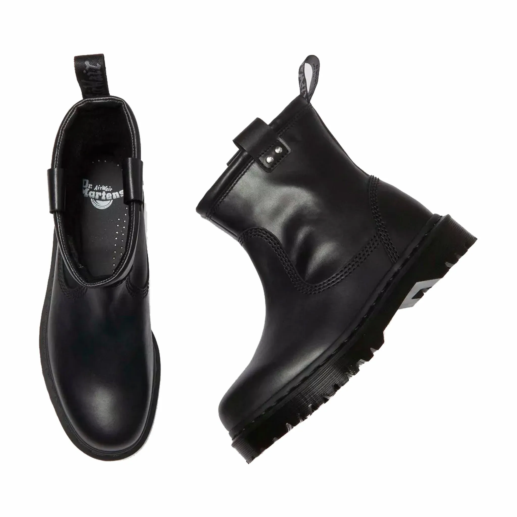 Dr. Martens Men's Anistone Lo Milled Nappa Leather Biker Boots - Wanama (Black)