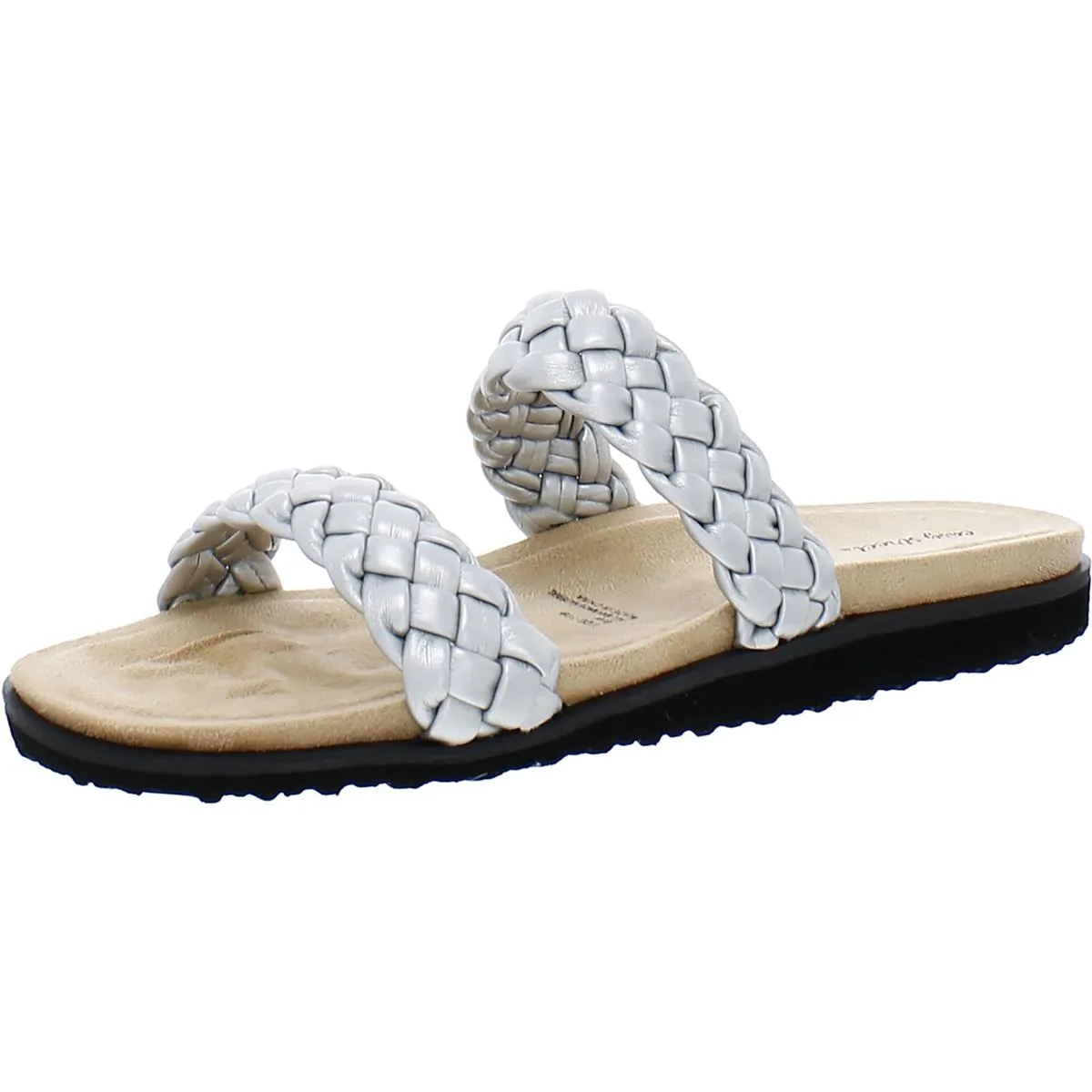 Easy Street Womens Susi Metallic Woven Slide Sandals