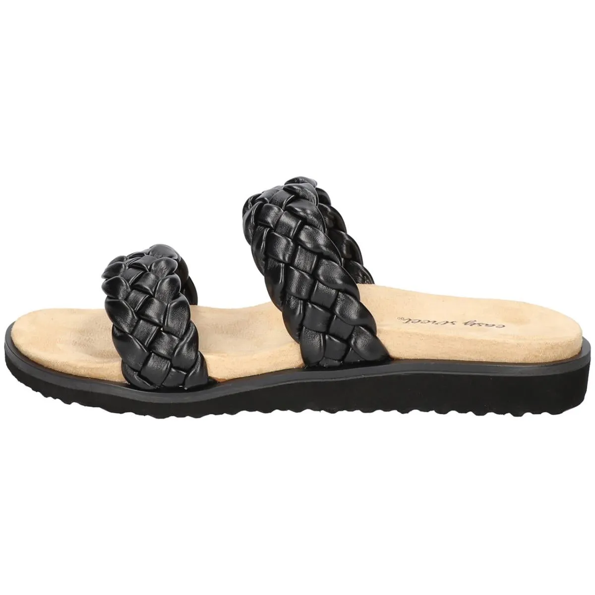 Easy Street Womens Susi Metallic Woven Slide Sandals