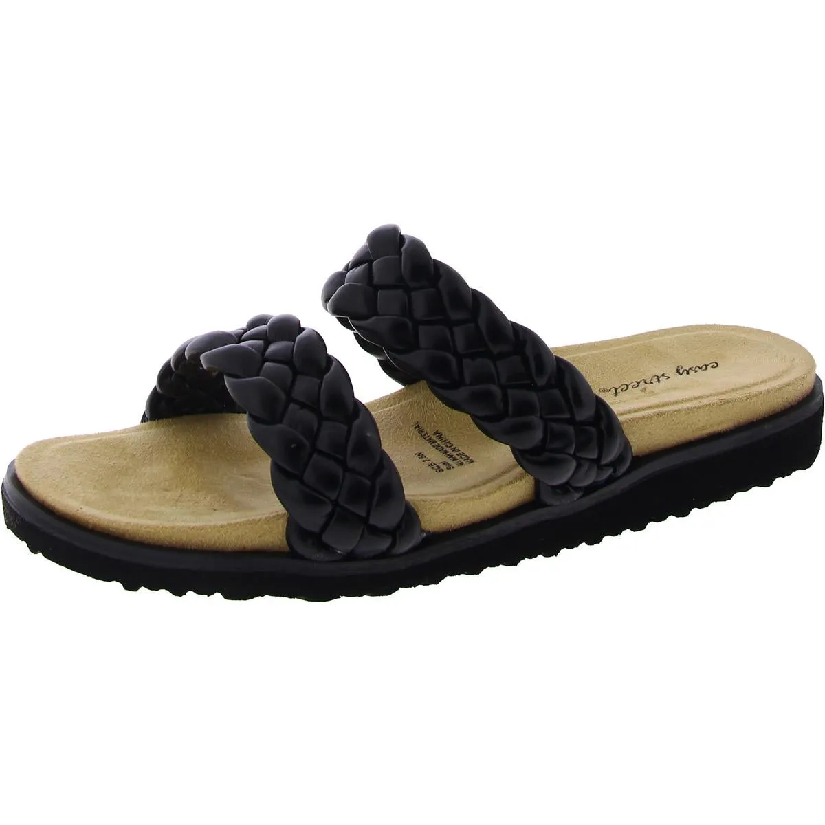 Easy Street Womens Susi Metallic Woven Slide Sandals
