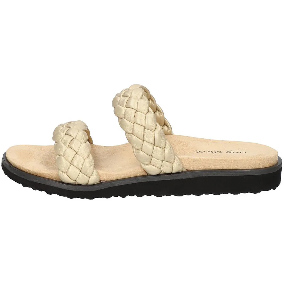 Easy Street Womens Susi Metallic Woven Slide Sandals