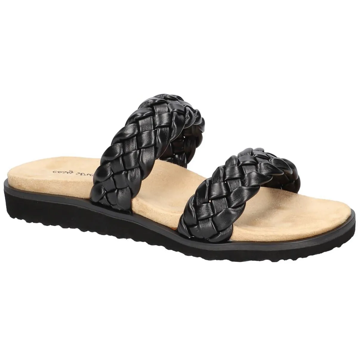 Easy Street Womens Susi Metallic Woven Slide Sandals