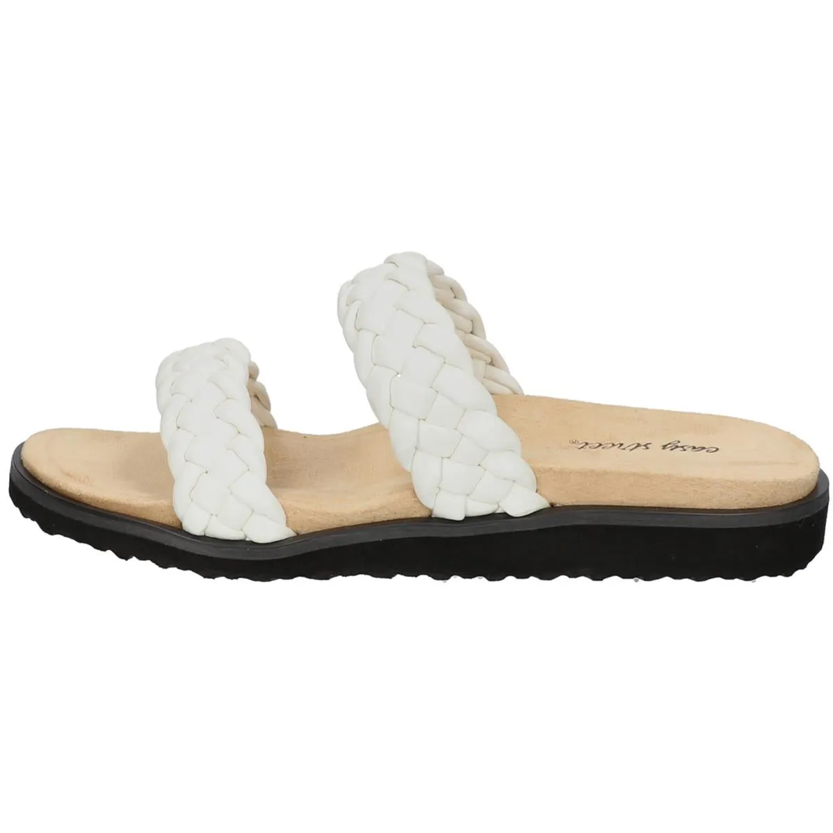 Easy Street Womens Susi Metallic Woven Slide Sandals