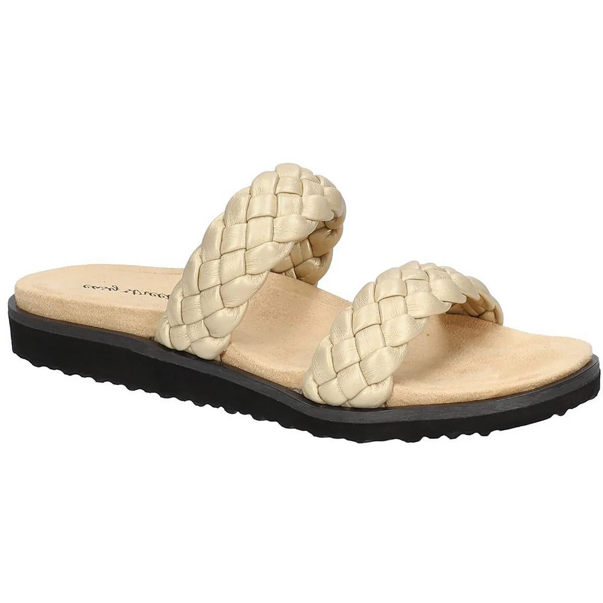 Easy Street Womens Susi Metallic Woven Slide Sandals