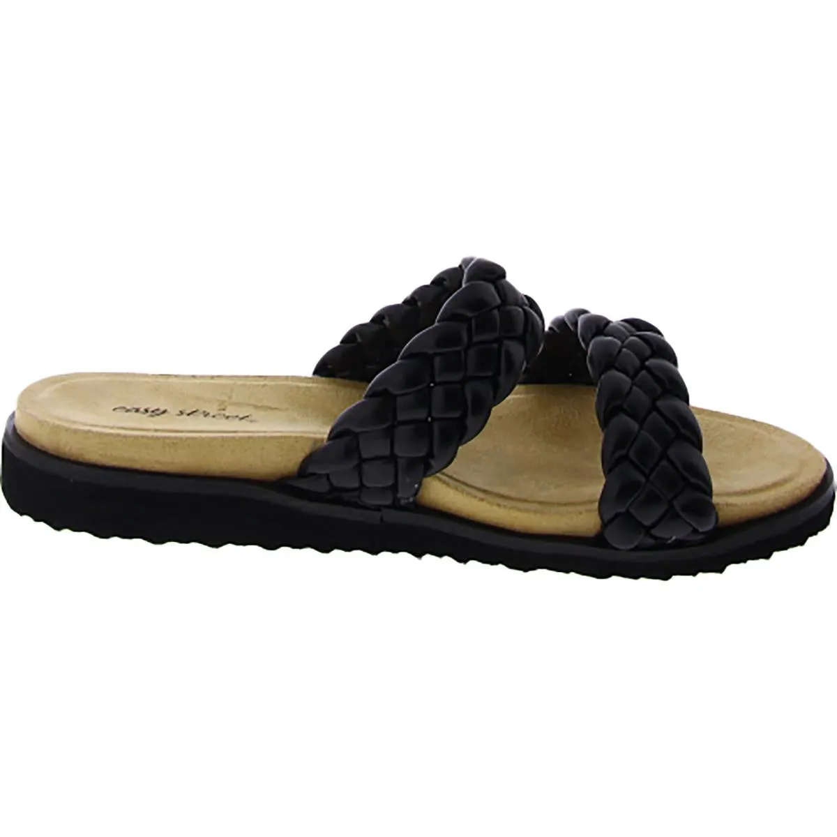 Easy Street Womens Susi Metallic Woven Slide Sandals