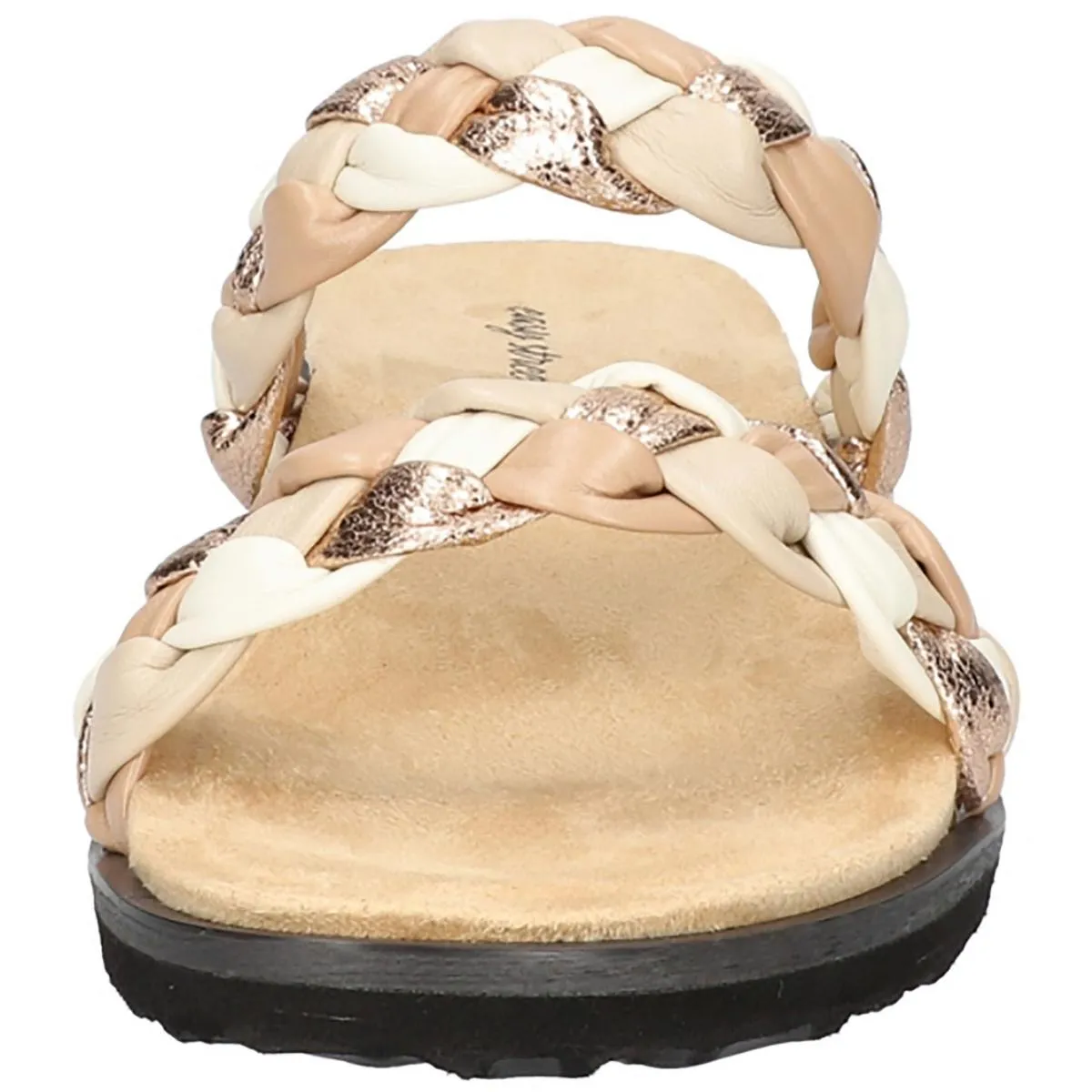 Easy Street Womens Susi Metallic Woven Slide Sandals
