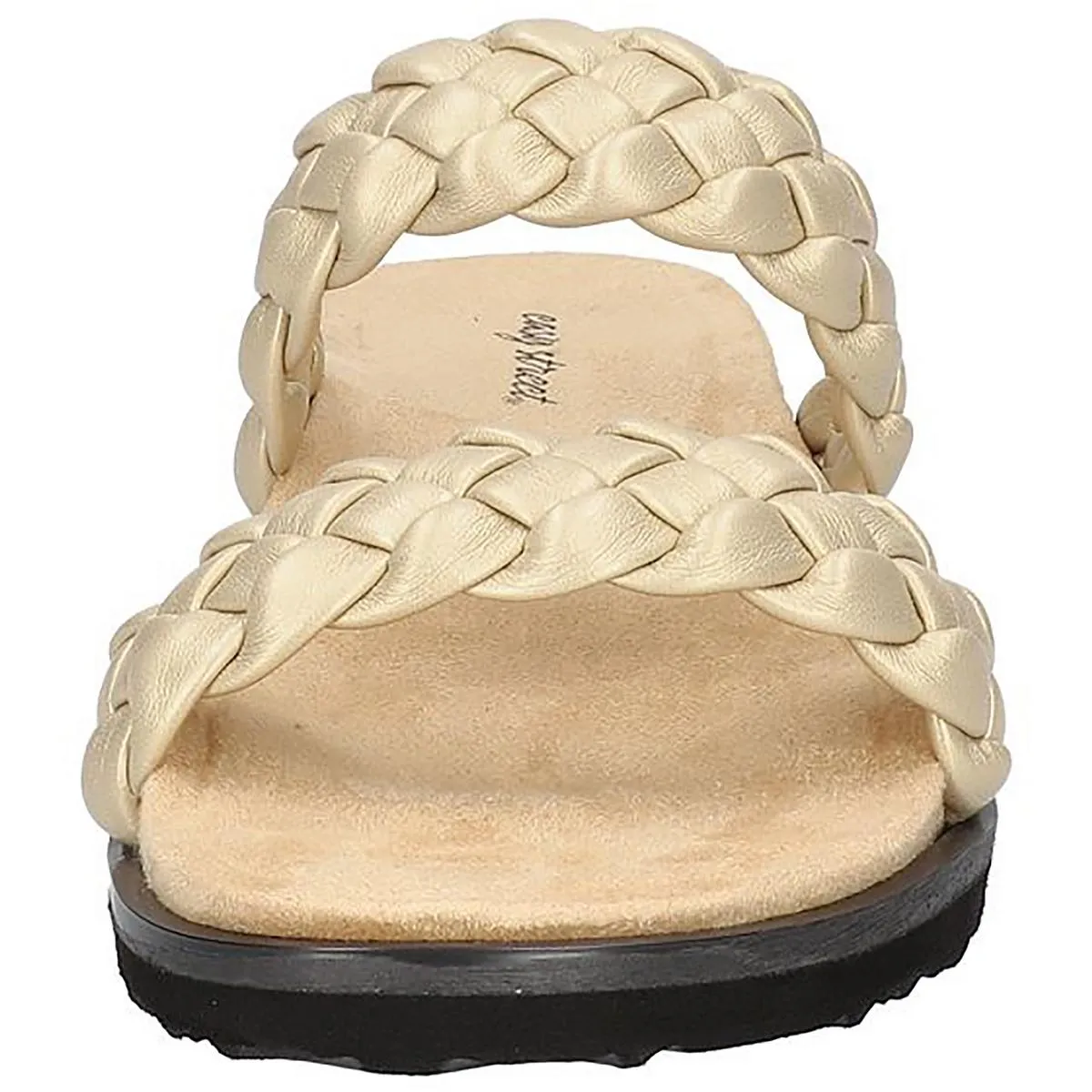 Easy Street Womens Susi Metallic Woven Slide Sandals