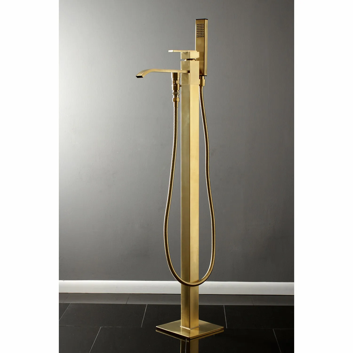 Executive KS4137QLL Single-Handle 1-Hole Freestanding Tub Faucet with Hand Shower, Brushed Brass