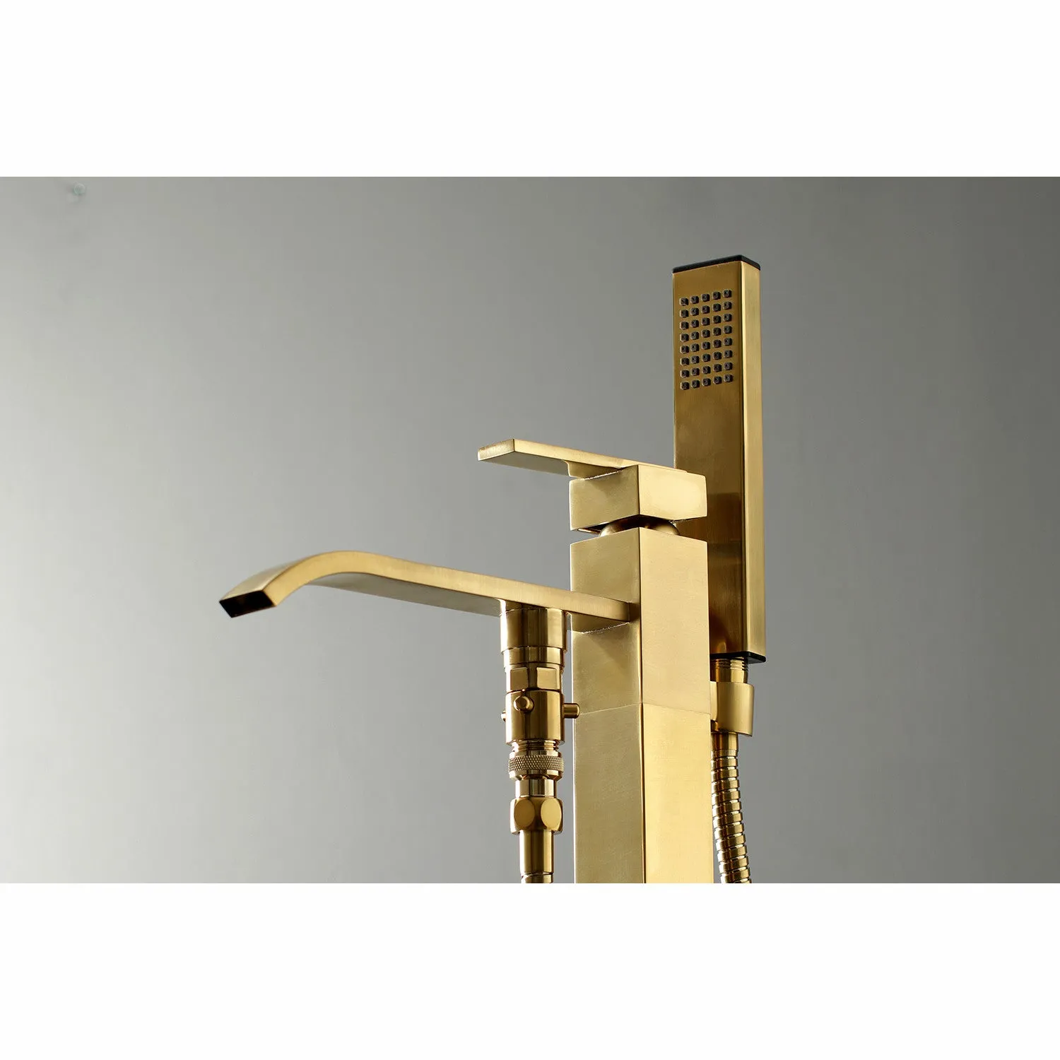 Executive KS4137QLL Single-Handle 1-Hole Freestanding Tub Faucet with Hand Shower, Brushed Brass
