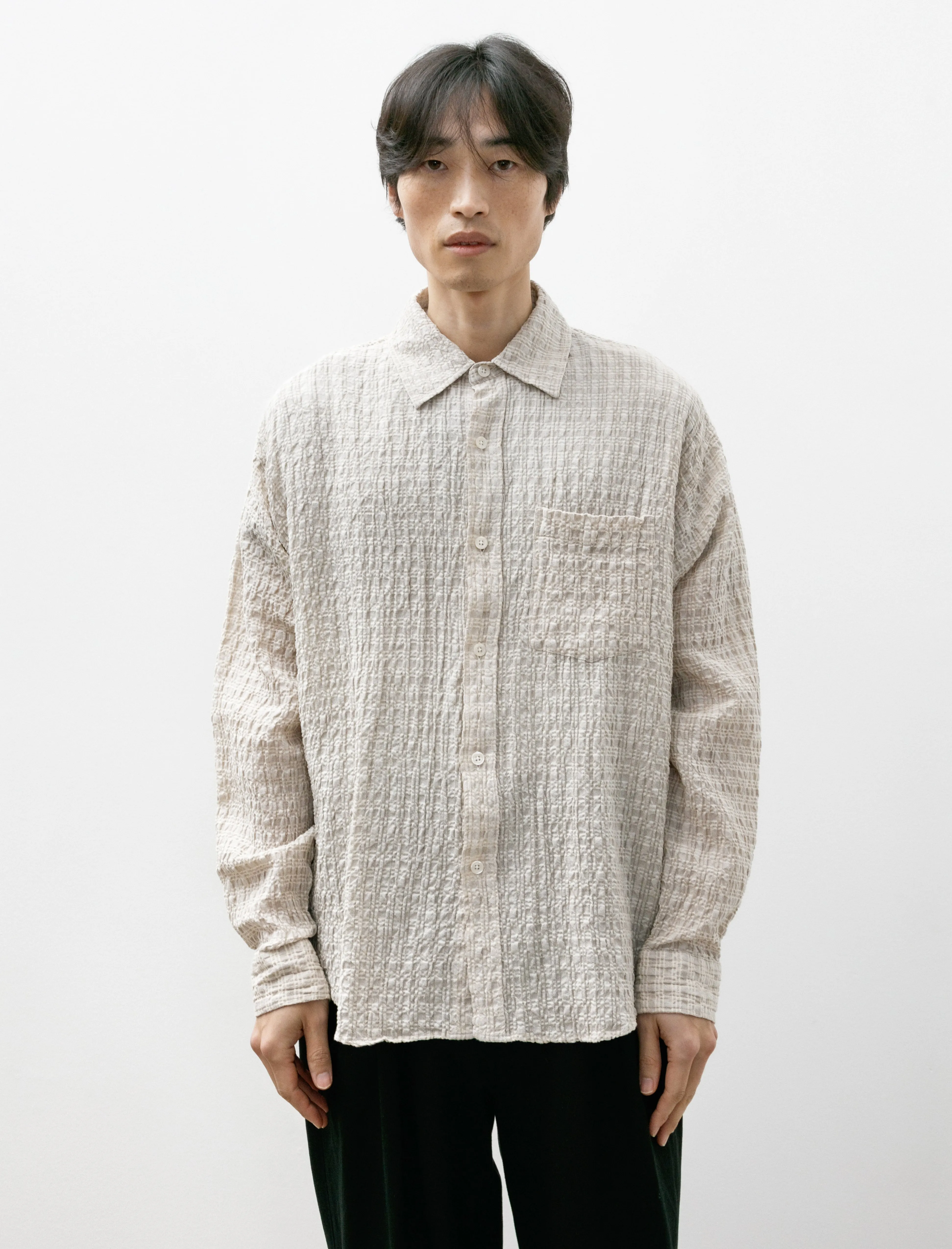 Executive Shirt Beige Structure Check
