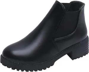 Fall Boots Women Ankle Flat Booties for Women Wide Calf Heeled Boots for Women Steel Toe Shoes for Women Comfy Soft Cover Heel Round Toe Suede Stacked Heel