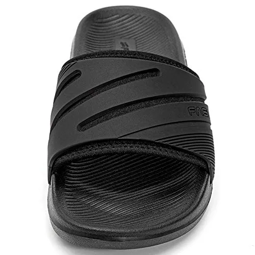 Faslie Slides for Men Athletic Slide Sandal with Arch Support for Beach, Comfort Open Toe Slip-On Indoor Outdoor Slides, Size 8-12
