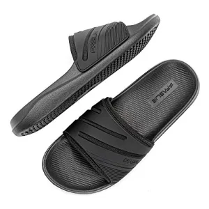 Faslie Slides for Men Athletic Slide Sandal with Arch Support for Beach, Comfort Open Toe Slip-On Indoor Outdoor Slides, Size 8-12