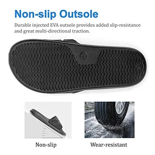 Faslie Slides for Men Athletic Slide Sandal with Arch Support for Beach, Comfort Open Toe Slip-On Indoor Outdoor Slides, Size 8-12