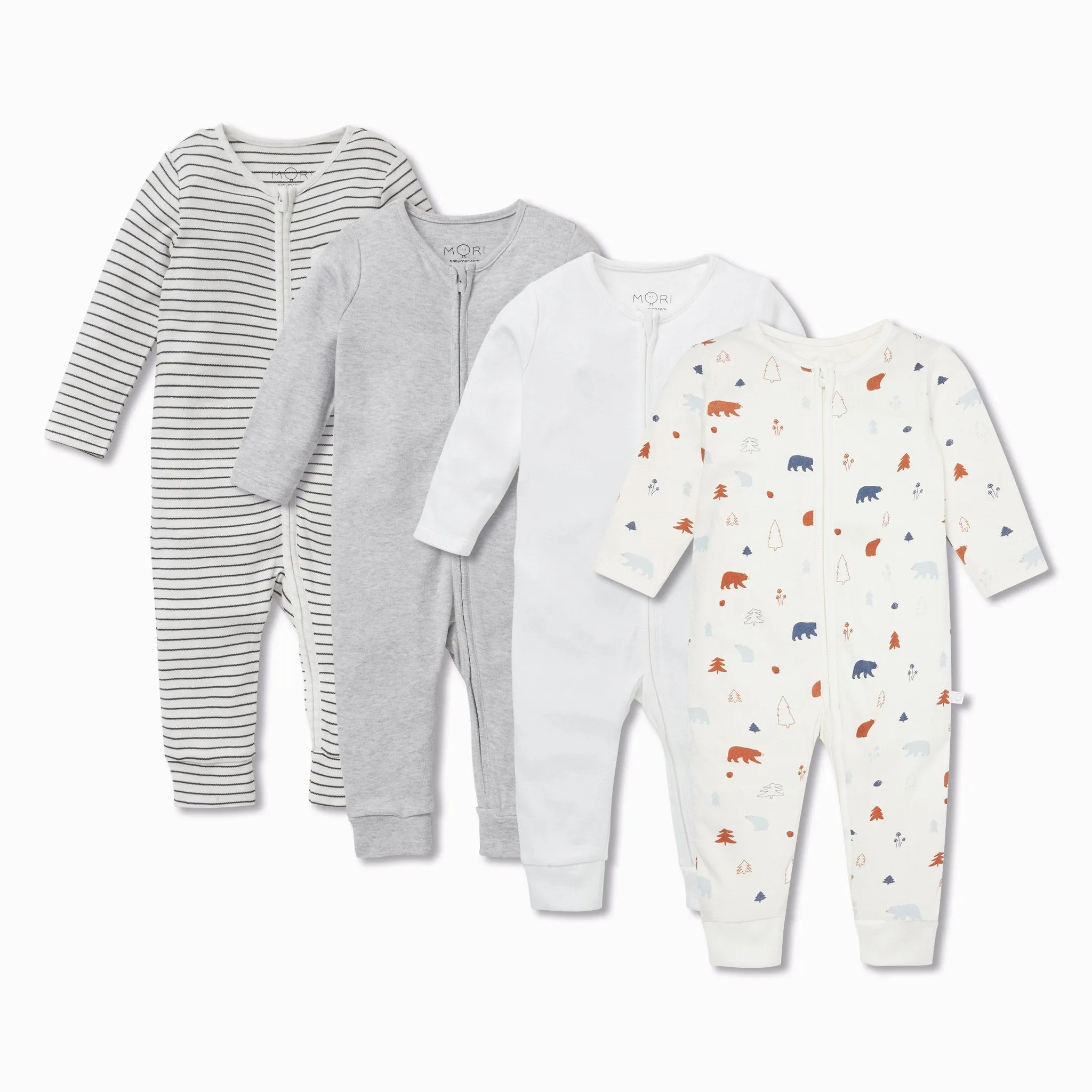Forest Bear Zip Sleepsuit 4 Pack