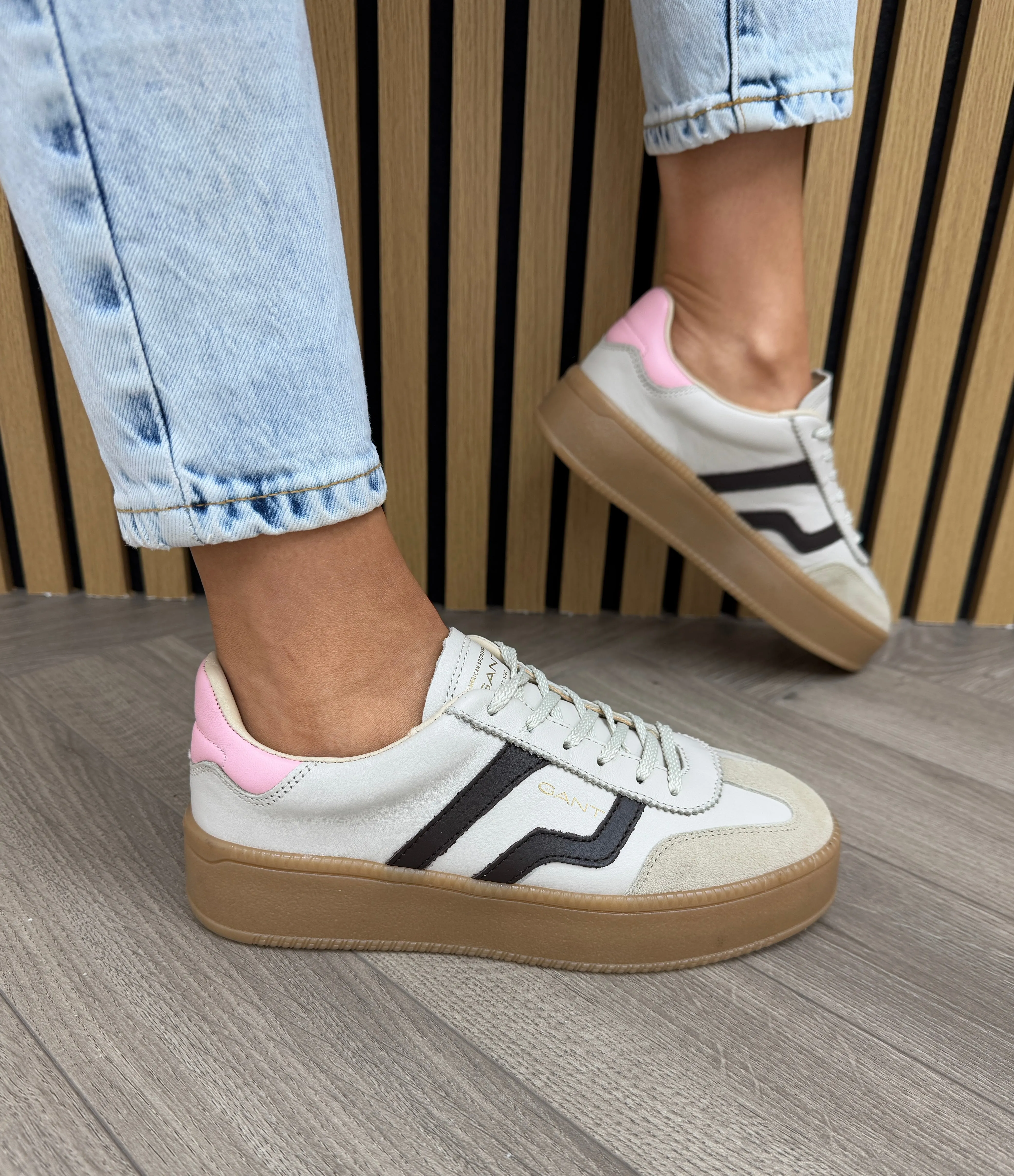 Gant (SS25) Cuzmani Platform Leather Lace Up Trainer 30533977 - Beige/Brown (GT9)